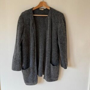 Liz Claiborne Women's Grey Lambswool Blend Cardigan Shoulder Pads Sz M